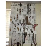 Pegboard on South Wall - asst sm tools & items