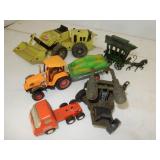 tray of  small used toys-Tonka articulated trenchr