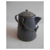 1-rough Lg blue granite coffee pot-some rust