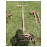 antique Diamond Edge reel type push lawn mower,