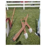antique wood beam double shovel horse drawn plow