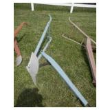 Primitive wood bean horse drawn plow - blue