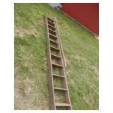antique - 11 1/2 ft wood ladder steps for loft