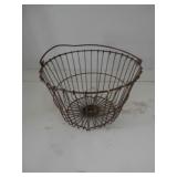 antique wire metal egg basket 14" W x 9" H