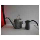 2 vintage galvanized spiket cans both 11/12" H
