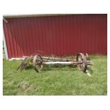 antique-primitive horse drawn hay bull rake-