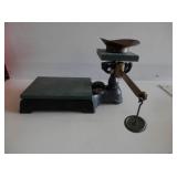 1-antique painted table scale  w/ sliding