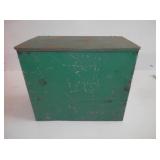 antique galvanized green ice box w/lid