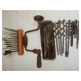 antique bit n brace w/several vintage