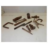 13 asst antique welding items, spring, bolts