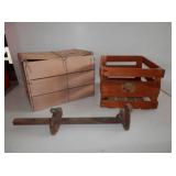 3 items-vintage wood crate, vintage wood box w/lid