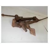 antique rusty primitive vise 43" H
