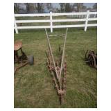 Horse drawn primitive cultivator w/wood handles