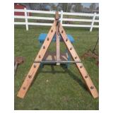 primitive horse drawn  wood beam drag harrow