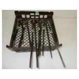 group of 6 blacksmith tools, tongs in plastic tray