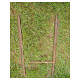 antique barn loft item-steel hay bale lift spear