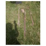 pair of barn hay loft items - spear and harpoon
