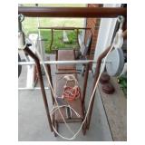 Vintage brown work out bench w/weights