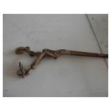 antique metal come along -2 hook - 19" L