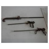 3 antique hand sliding scales 32", 21", and 20" L