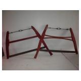 2 cross cut saws-red wood frame