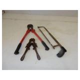 3 items- Modern bolt cutters, antique bolt cutters