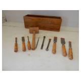 10-asst wood work items w/wood handles -wood