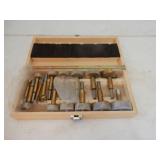 Sm wood box w/ asst size drill/router bits