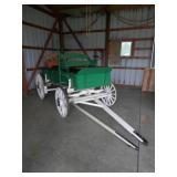 Outstanding wood wagon w/metal band wood spoke
