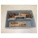 gray handled plastic tray w/asst drill bits