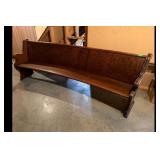 Antique Dark Brown Wood Church Pew Bench