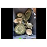 Mixed lot of Vintage Green White Dishes
