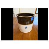 Two Tone Crock Planter with Blue Numeral 2