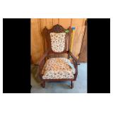 Antique Floral Upholstered Rocking Chair Brown