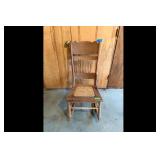 Antique Brown Wooden Cane Seat Rocking Chair