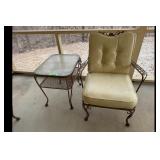 Vintage Metal Patio Set Chair Table Cream