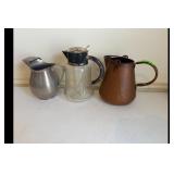 Vintage Pitcher Lot - Metal, Glass, Copper