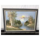 R Thomas Signed Framed Landscape Painting