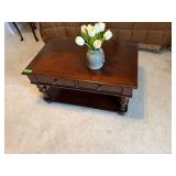 Coffee Table, Dark Wood, 2 Drawers, Bottom Shelf