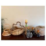 Wicker Basket & Candleholder Set, Decorative Items