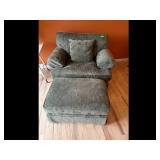 Oversized Green Chair and Ottoman Set