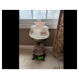 Vintage Hurricane Lamp - Floral Design, Glass...