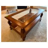 Coffee Table - Glass Top, Wood Frame, Storage...