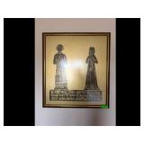 Framed Art, Figure Print, Gold Tone