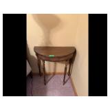 Vintage Brown Half-Moon Console Table