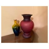 Mixed lot of Frosted Red Vase Yellow Blue Bottle