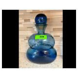 Blue Glass Decanter with Stopper
