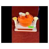 Tupperware Orange Condiment Set Shakers