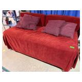 Red Corduroy Daybed Sofa Pillows Pull Out Mattress