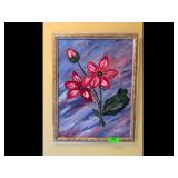 Judy Original Framed Floral Painting Red Flowers